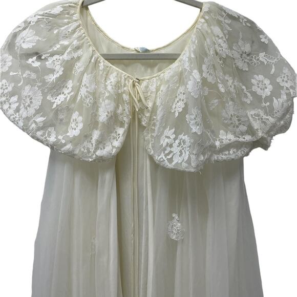 VTG. Leonora Lace Nylon Robe Size 12 Peignoir Bridal Renaissance Fairy Ethereal - Picture 6 of 11